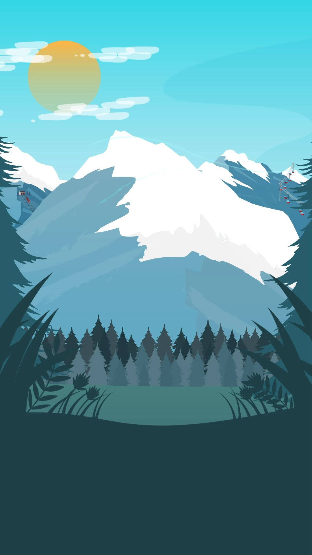 Swiss Alps, snow-capped peaks, evergreen trees, Full HD Phone Wallpaper