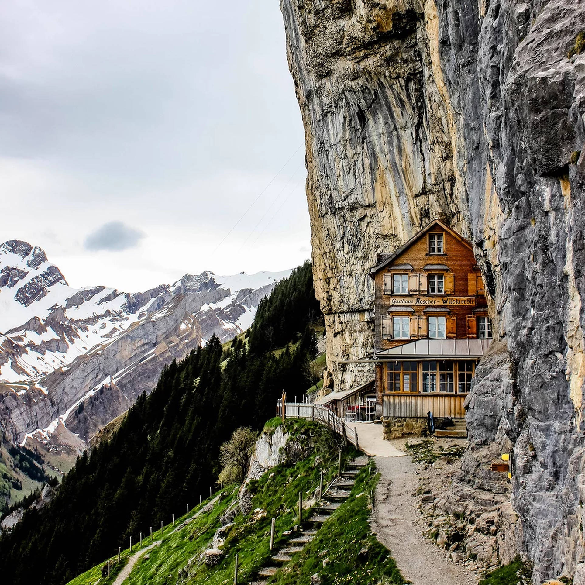Swiss Alps, guest house, rustic wooden chalet, Full HD Desktop Wallpaper