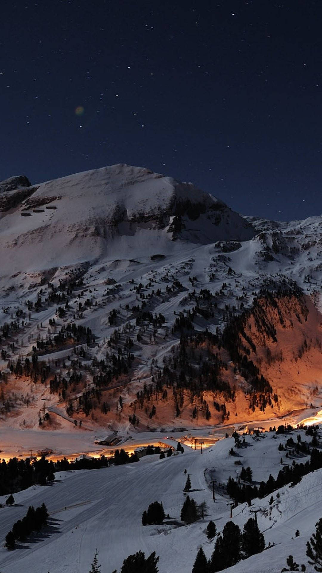 Swiss Alps, mountain slopes, starry night sky, Full HD Phone Wallpaper