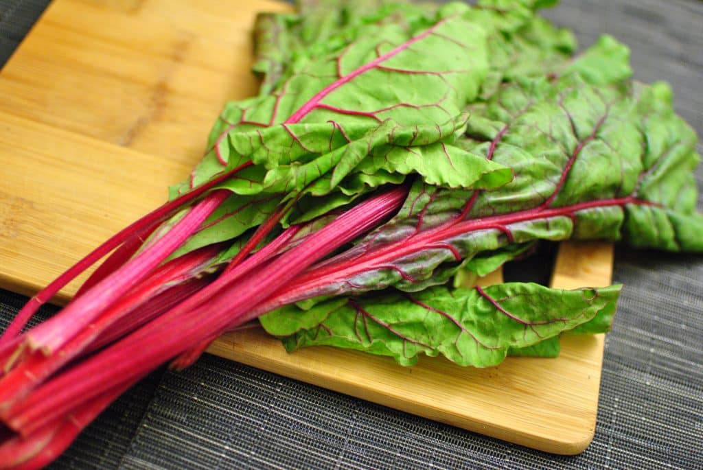 Swiss Chard, vibrant red stems, green leaves, SD Desktop Wallpaper