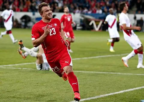 Switzerland National Football Team, red jersey, number 23, SD Desktop Wallpaper