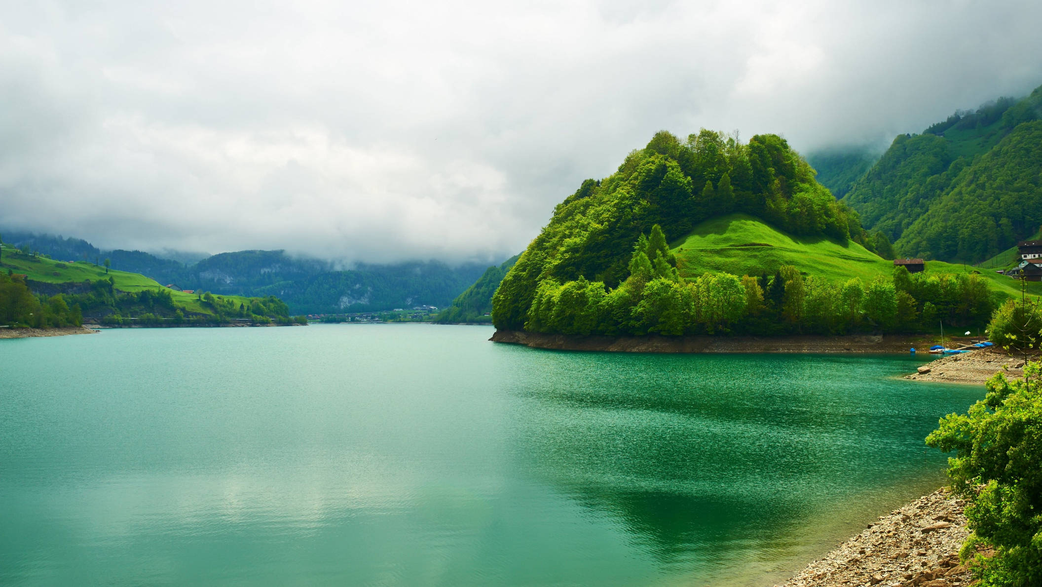 Switzerland, emerald green lake, turquoise lake, Full HD Desktop Wallpaper