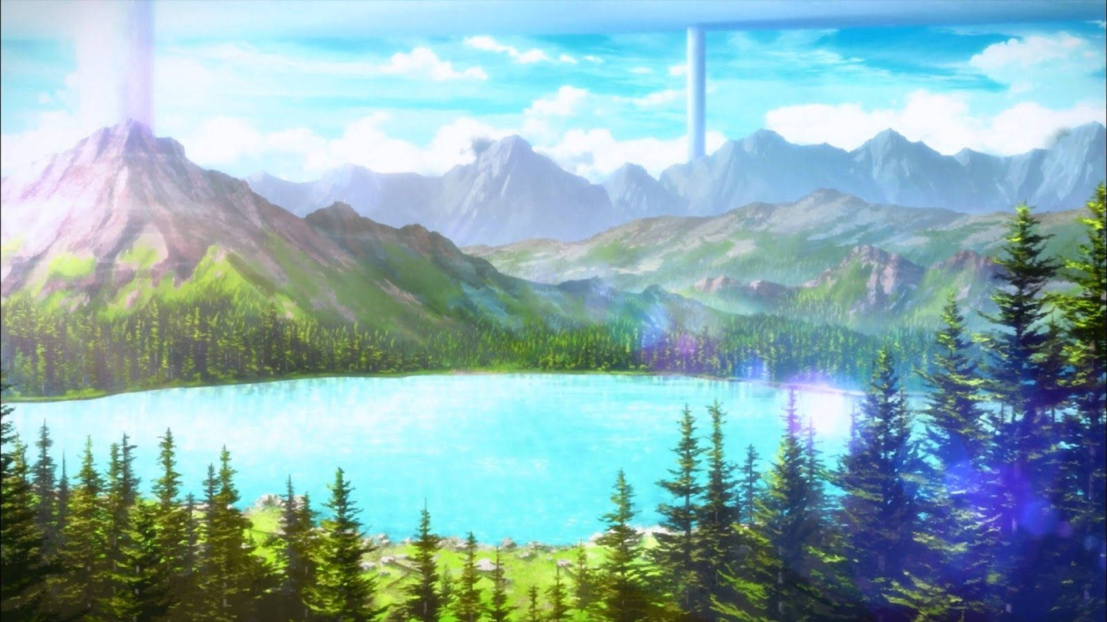 Sword Art Online, anime landscape, turquoise lake, HD Desktop Wallpaper