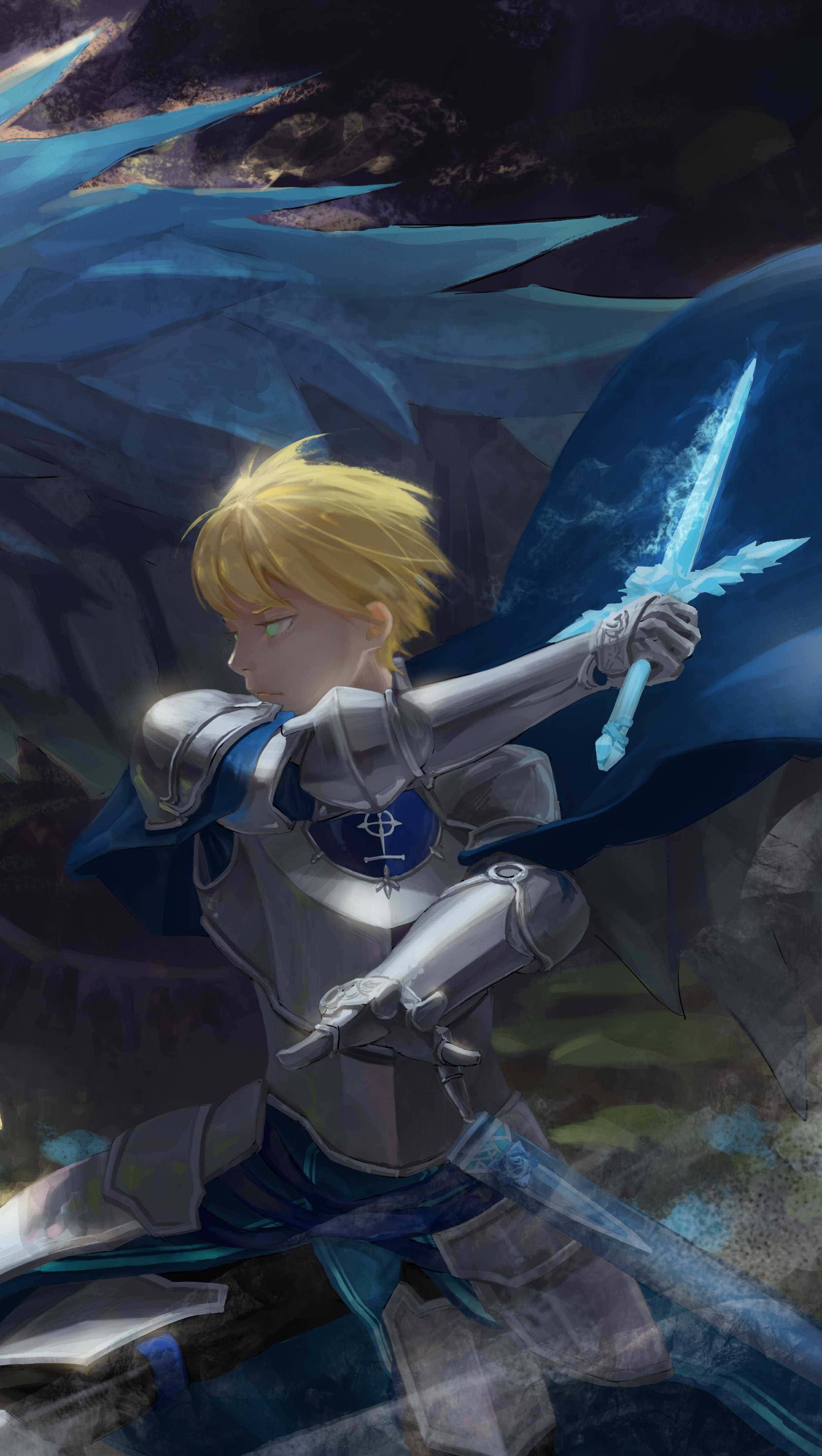 Sword Art Online, Eugeo, Blue Rose Sword, 4K Phone Wallpaper