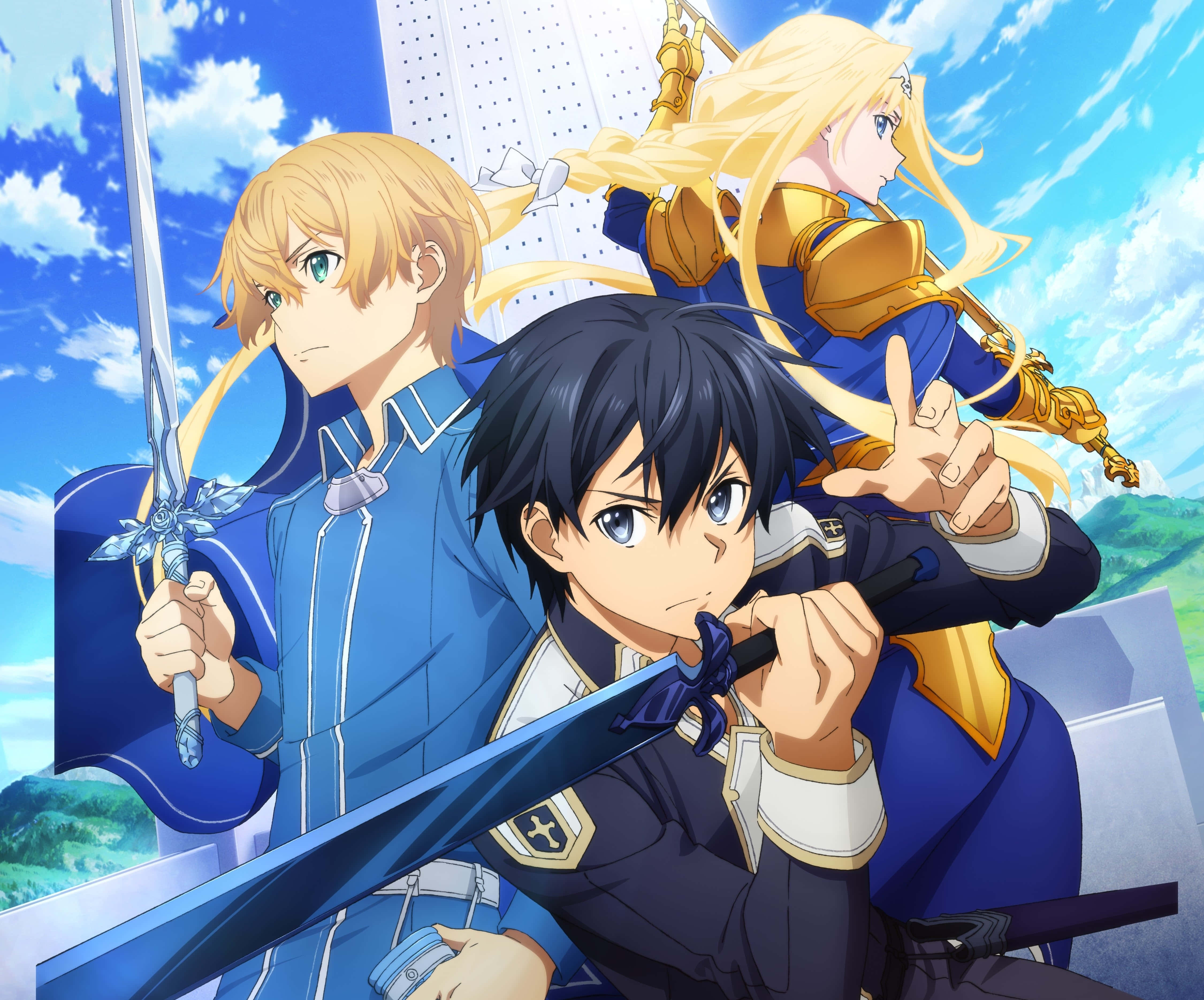 Sword Art Online, Eugeo, blue and gold armor, 4K Desktop Wallpaper
