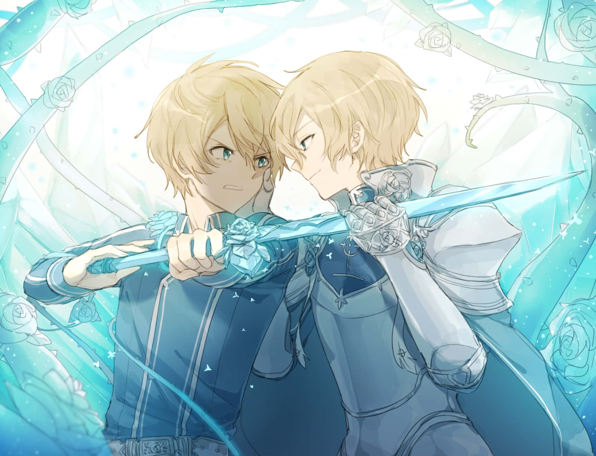 Sword Art Online, Eugeo, glowing blue crystalline arena, Full HD Desktop Wallpaper