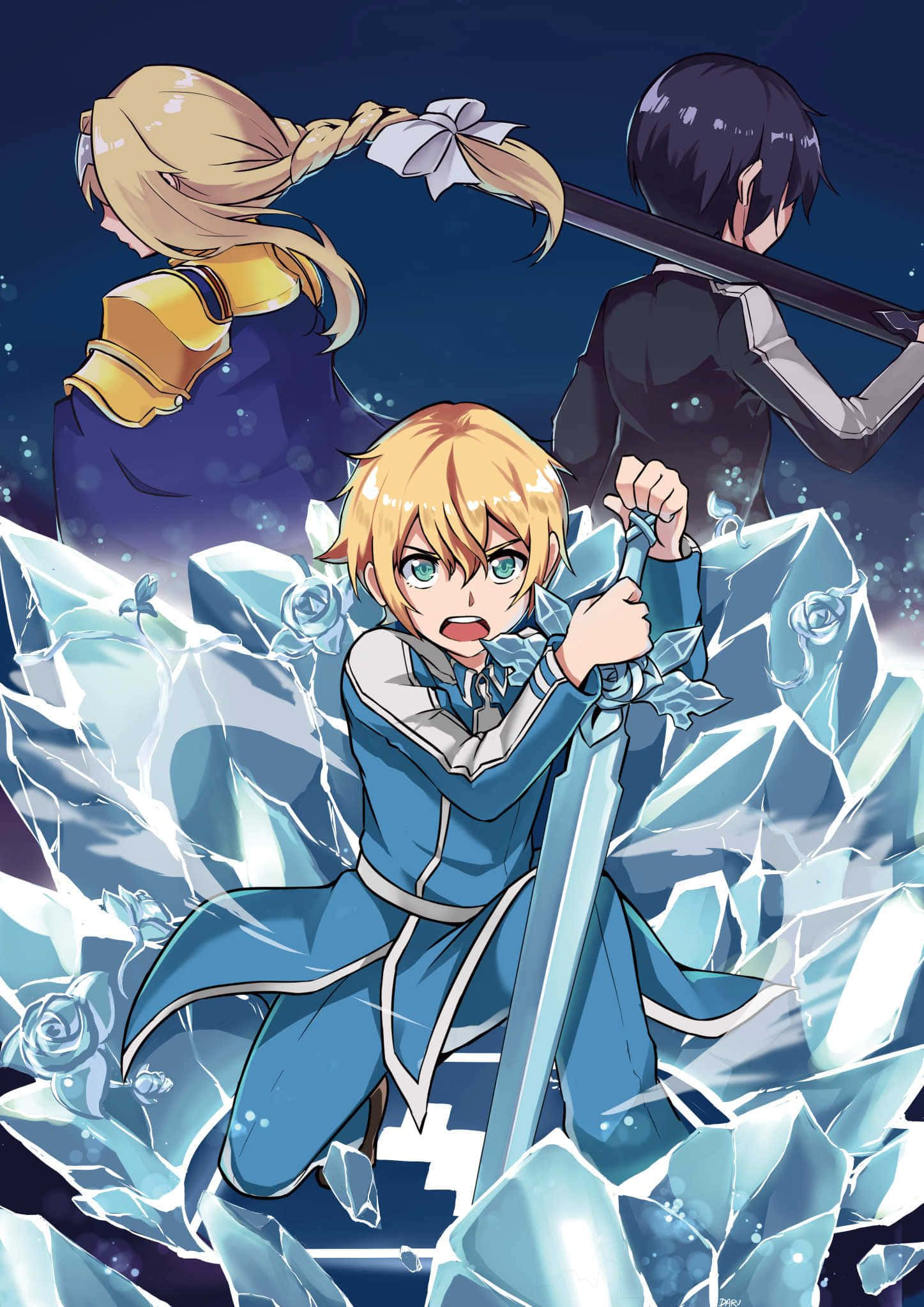 Sword Art Online, Eugeo, glowing sword, Full HD Phone Wallpaper