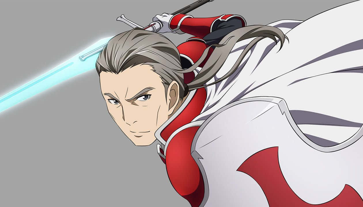 Sword Art Online, Heathcliff, glowing blue sword, SD Desktop Wallpaper
