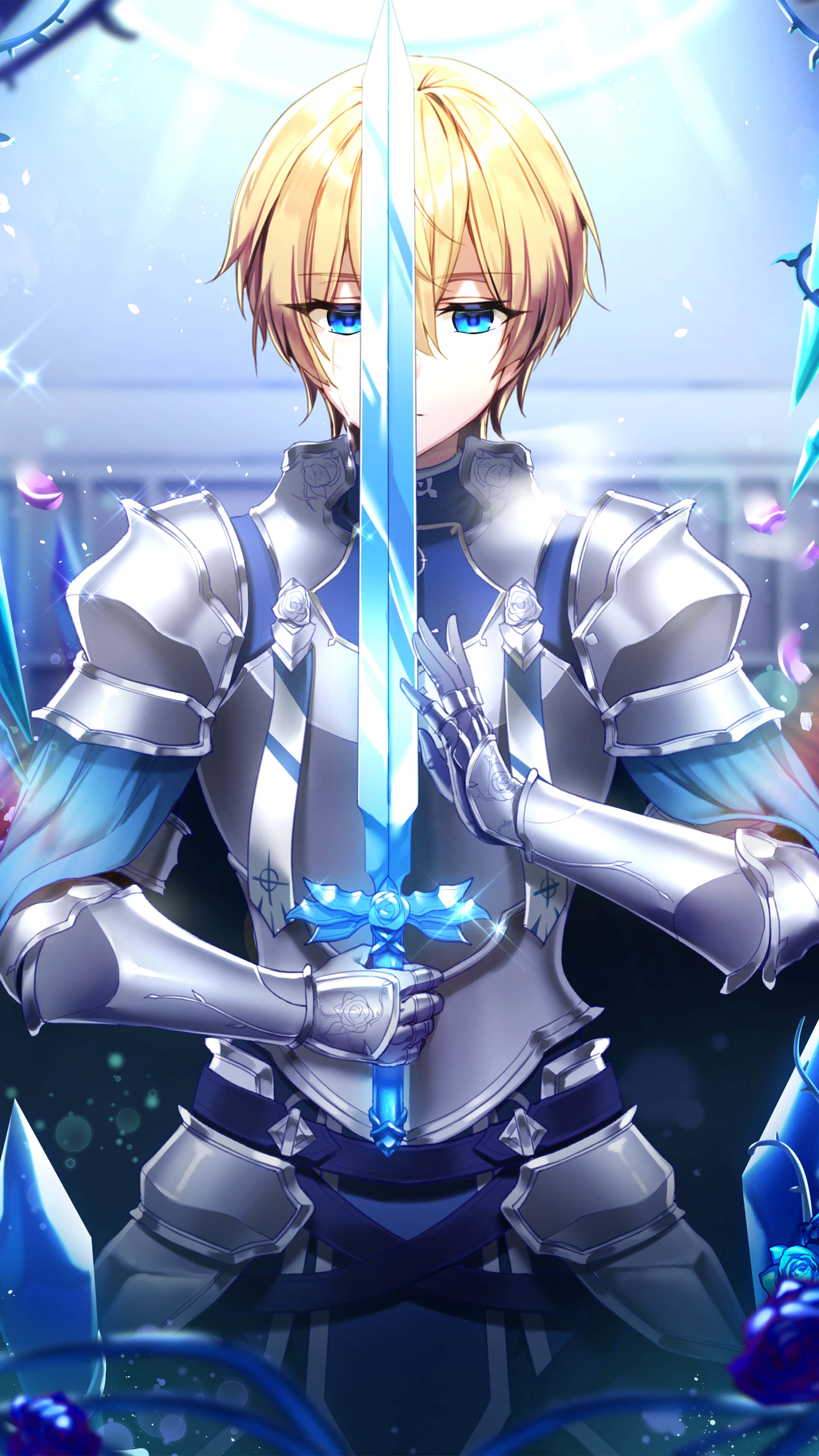 Sword Art Online, iPhone, blonde anime knight, 4K Phone Wallpaper