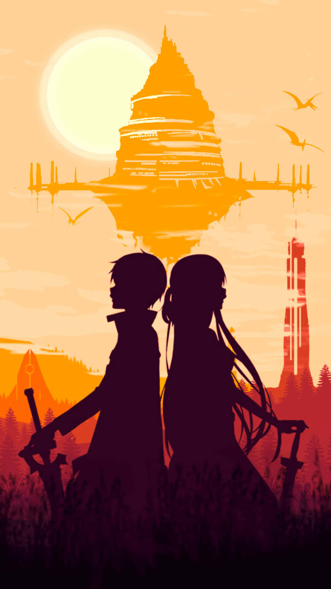 Sword Art Online, iPhone, floating temple, Full HD Phone Wallpaper