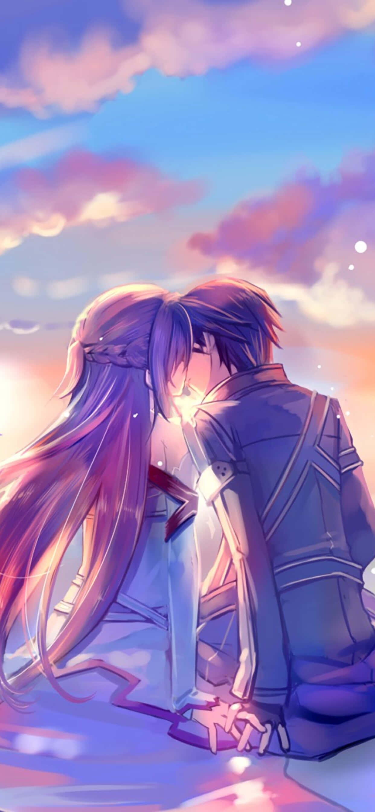 Sword Art Online, iPhone, pastel sunset sky, 2K Phone Wallpaper