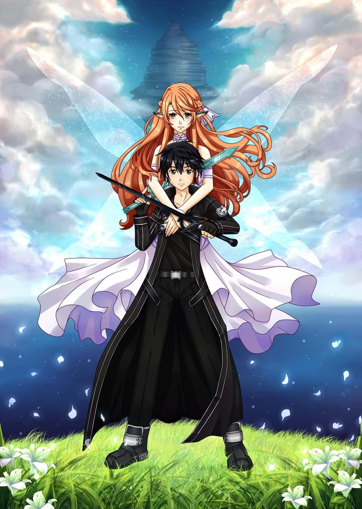 Sword Art Online, iPhone, fantasy anime couple, HD Phone Wallpaper