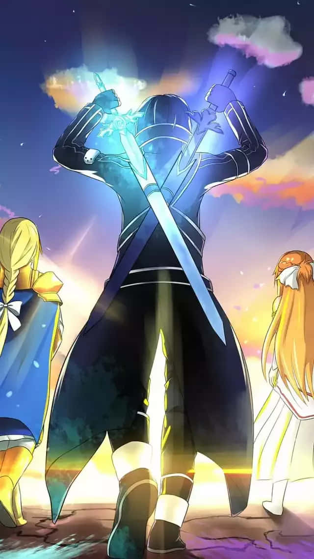 Sword Art Online, iPhone, knight in dark armor, SD Phone Wallpaper
