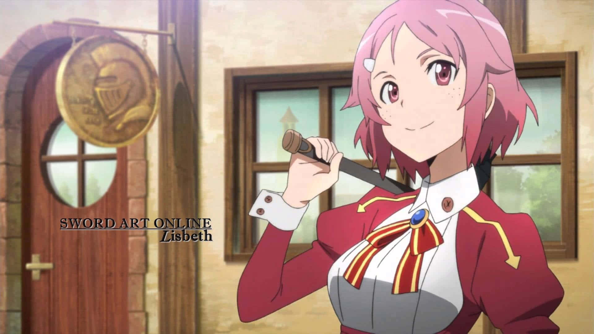 Sword Art Online, Lisbeth, pink-haired anime girl, Full HD Desktop Wallpaper