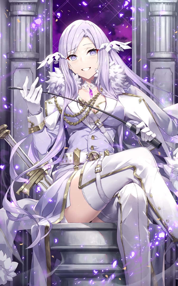 Sword Art Online Quinella, silver hair, purple eyes, SD Phone Wallpaper