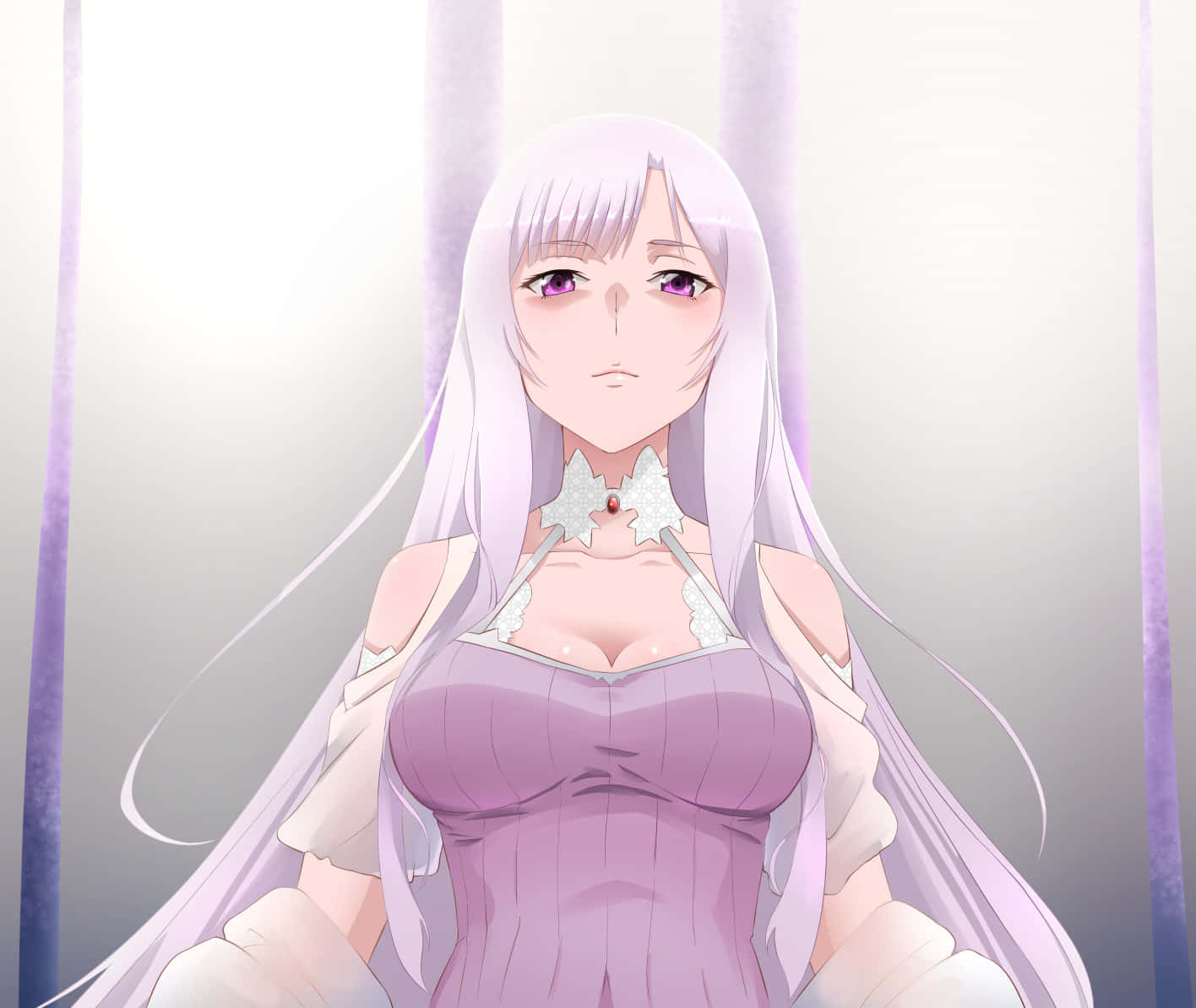 Sword Art Online Quinella, silver hair, purple eyes, HD Desktop Wallpaper