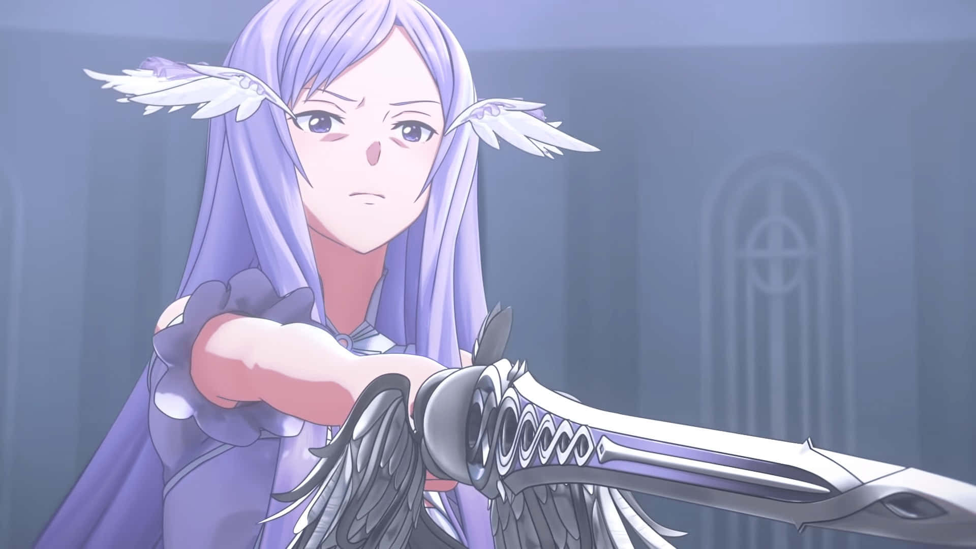 Sword Art Online Quinella, purple hair, feathered ears, Full HD Desktop Wallpaper