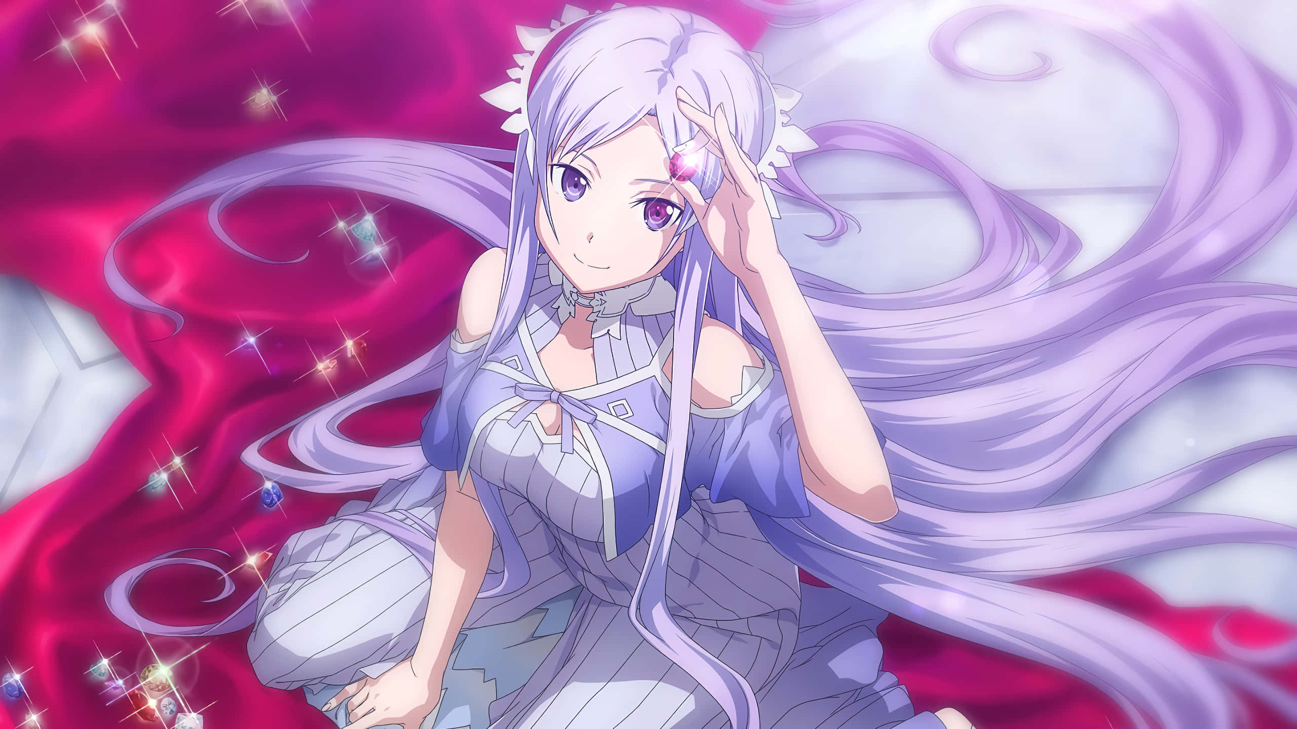 Sword Art Online, Quinella, lavender hair, 2K Desktop Wallpaper