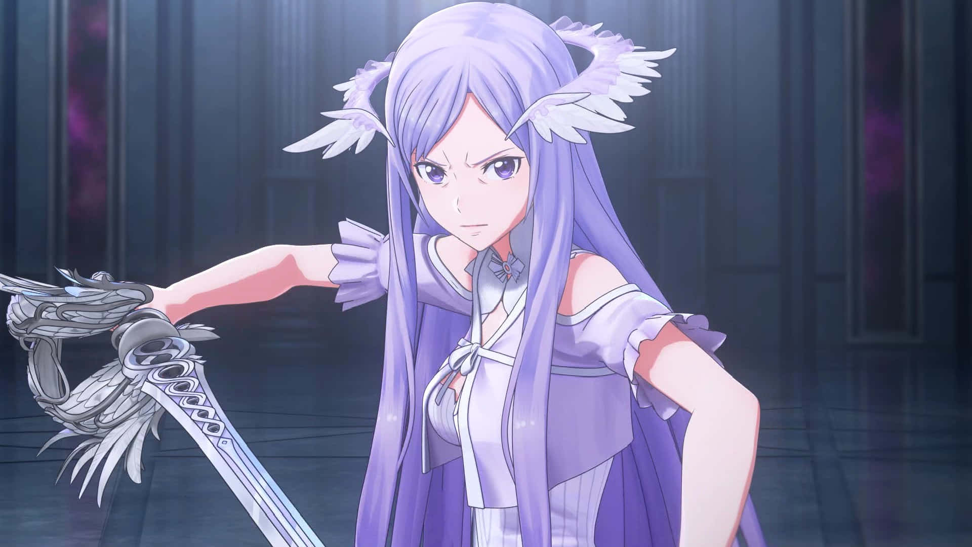 Sword Art Online Quinella, lavender hair, feathered ears, Full HD Desktop Wallpaper