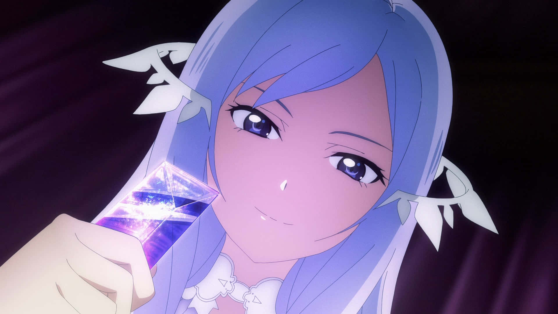 Sword Art Online Quinella, blue-haired anime girl, white ribbon hair accessories, Full HD Desktop Wallpaper
