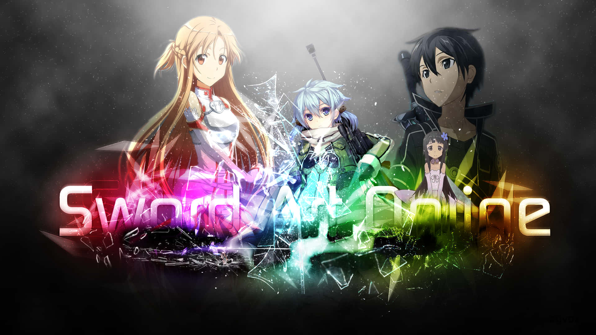 Sword Art Online, anime, four anime characters, Full HD Desktop Wallpaper