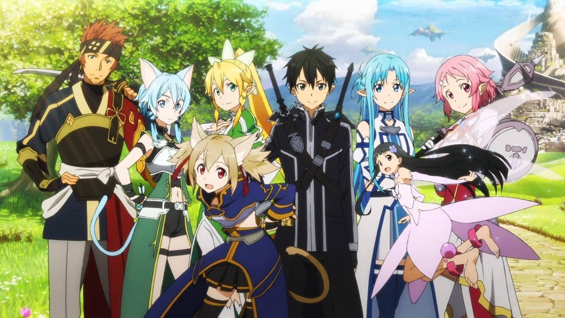 Sword Art Online, anime characters, fantasy warriors, Full HD Desktop Wallpaper