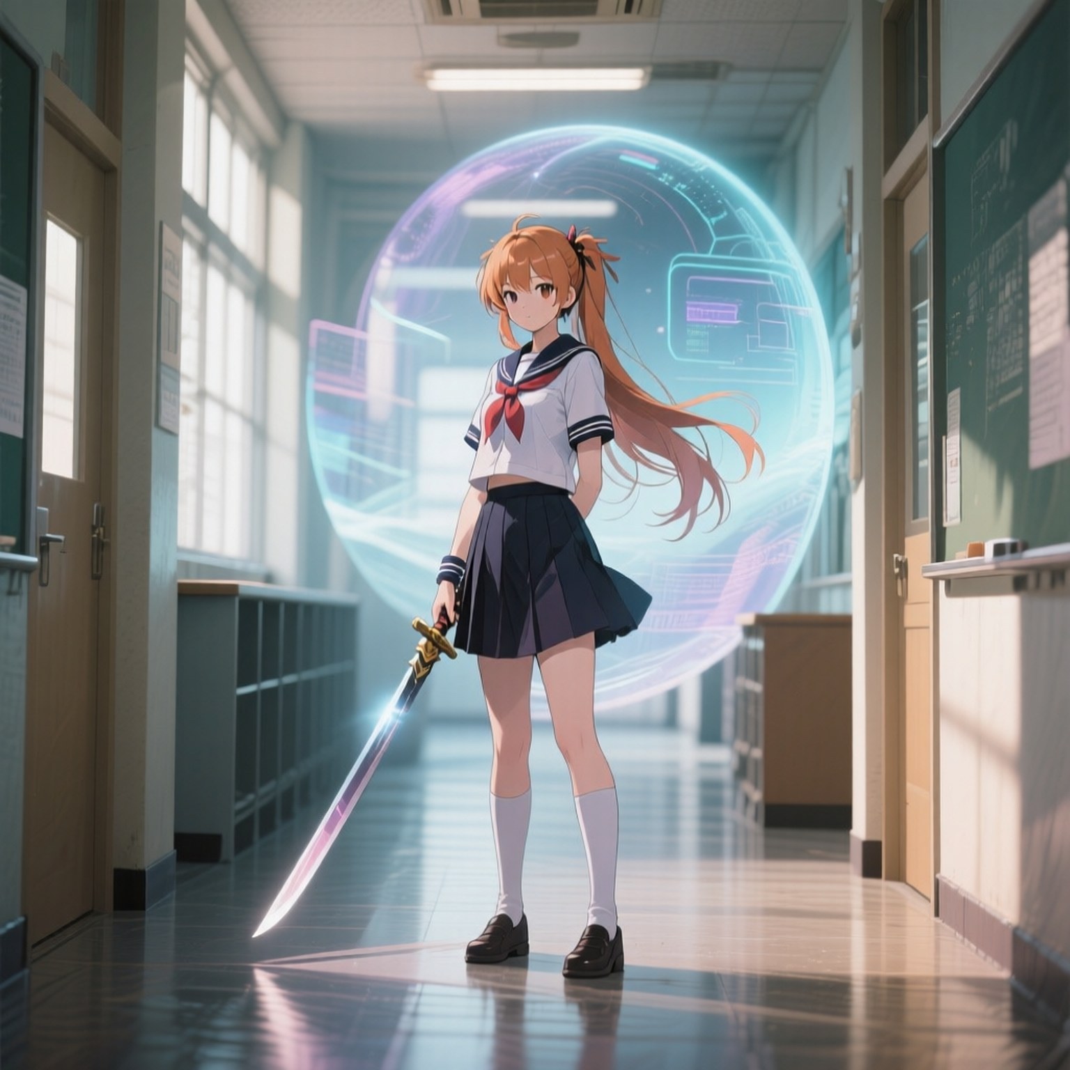 Sword Art Online, anime girl, school uniform, HD Desktop Wallpaper