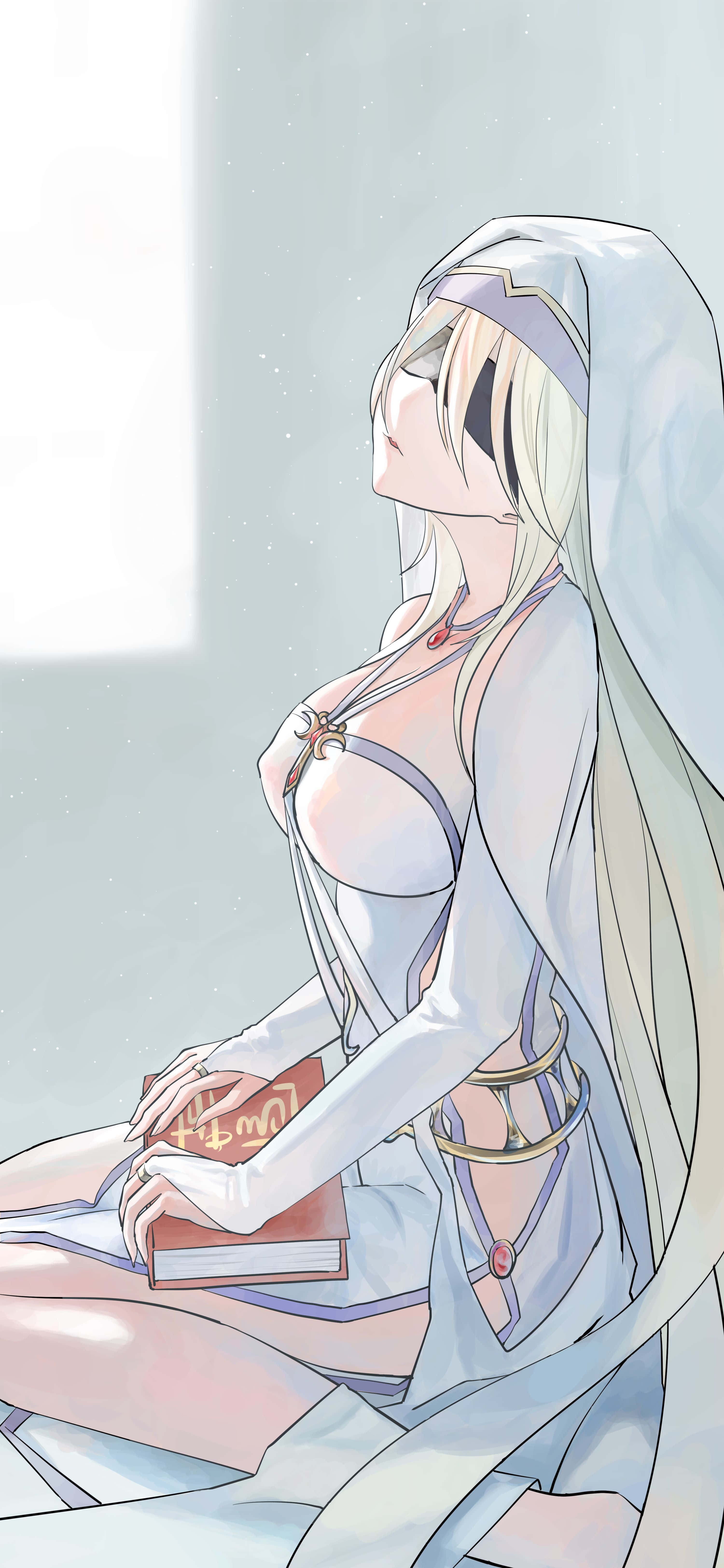 Sword Maiden, blonde woman, light blue hooded outfit, 5K Phone Wallpaper