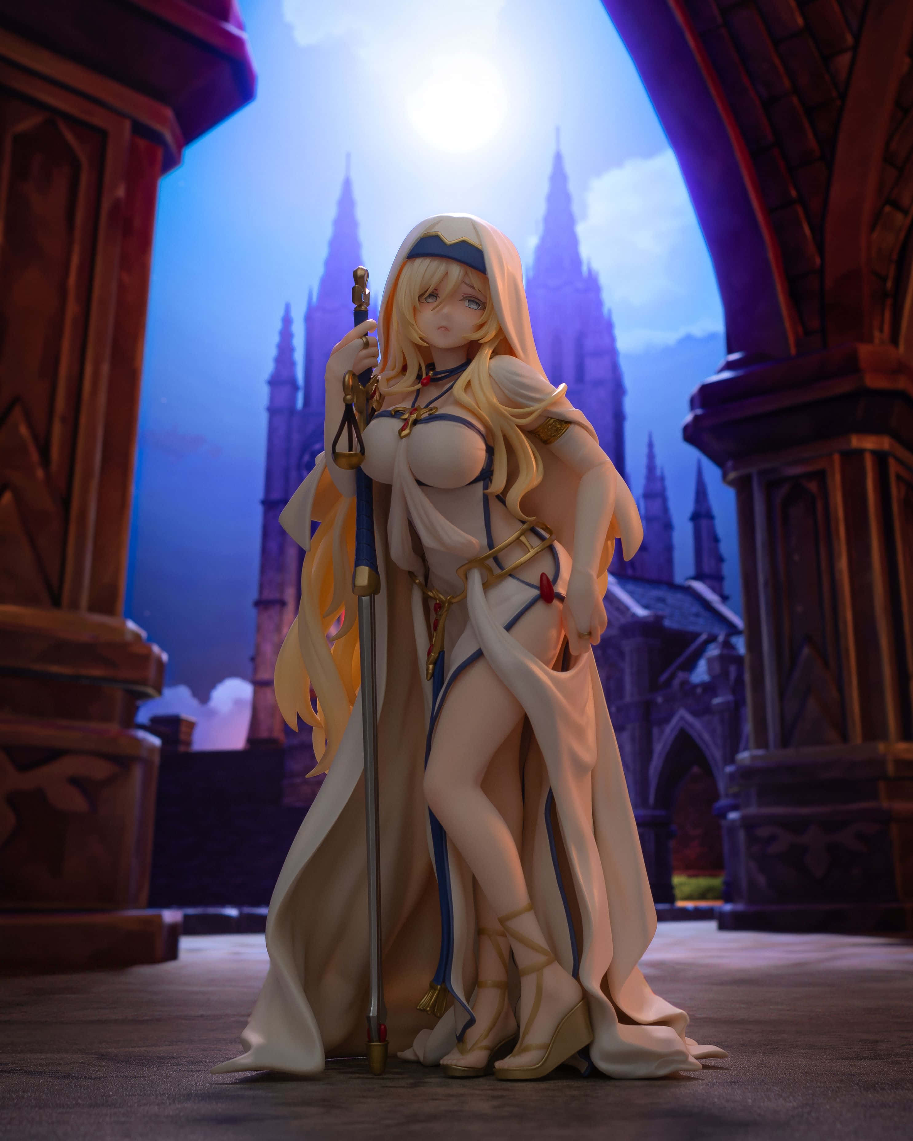 Sword Maiden, anime-style, blonde female figure, 2K Phone Wallpaper