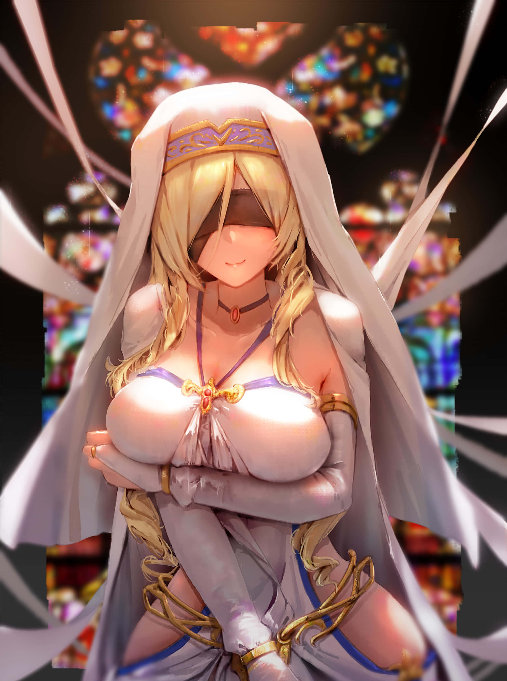 Sword Maiden, anime bride, white gown, 2K Phone Wallpaper