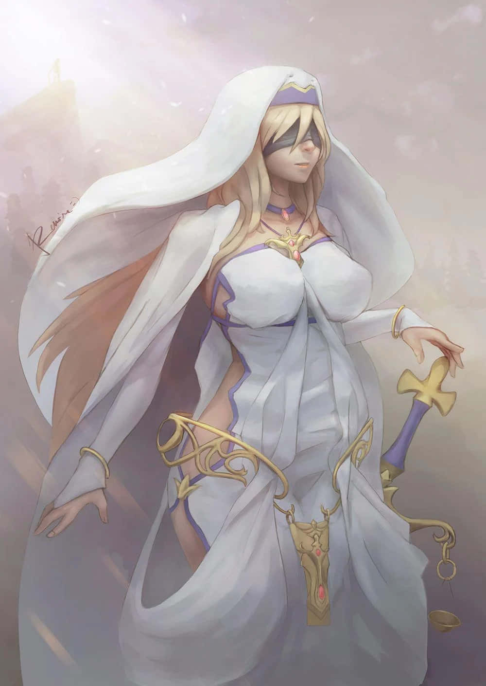 Sword Maiden, golden sword, enchanted forest, HD Phone Wallpaper