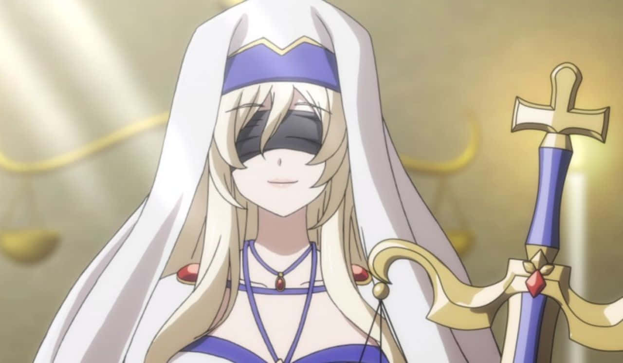 Sword Maiden, white and blue robes, golden sword, HD Desktop Wallpaper