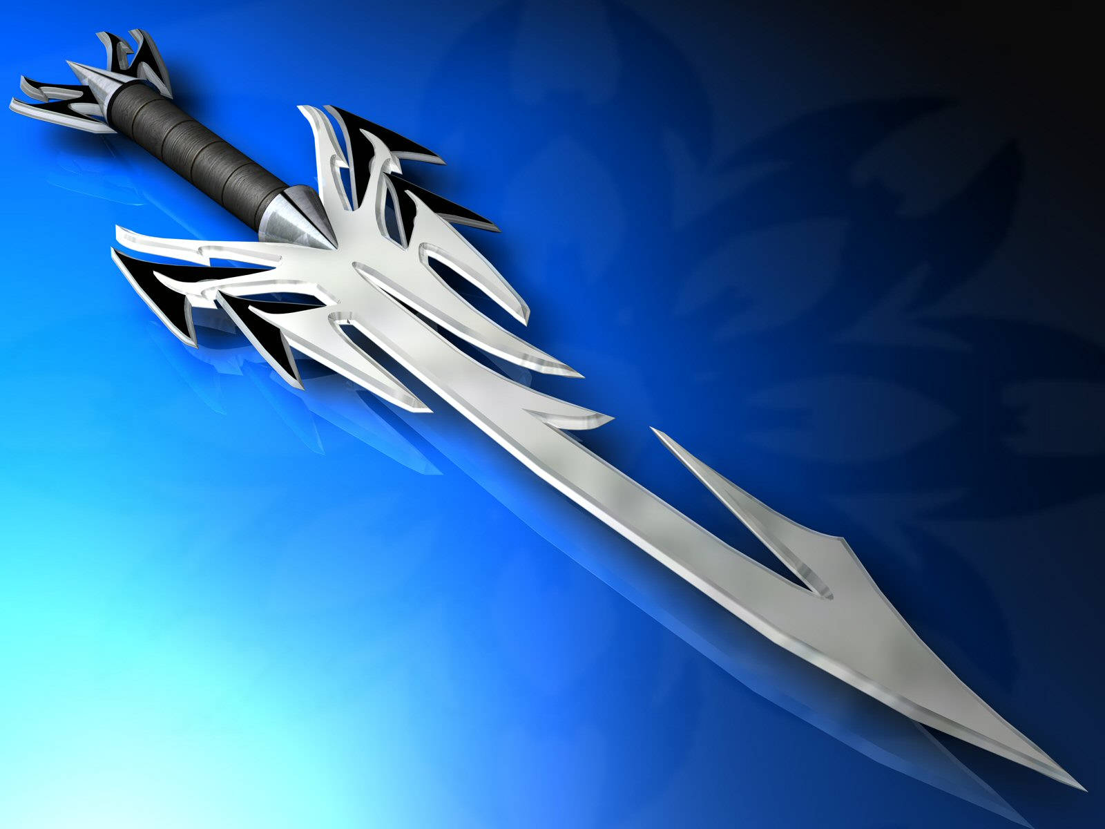 Sword, silver fantasy sword, black accents, HD Desktop Wallpaper