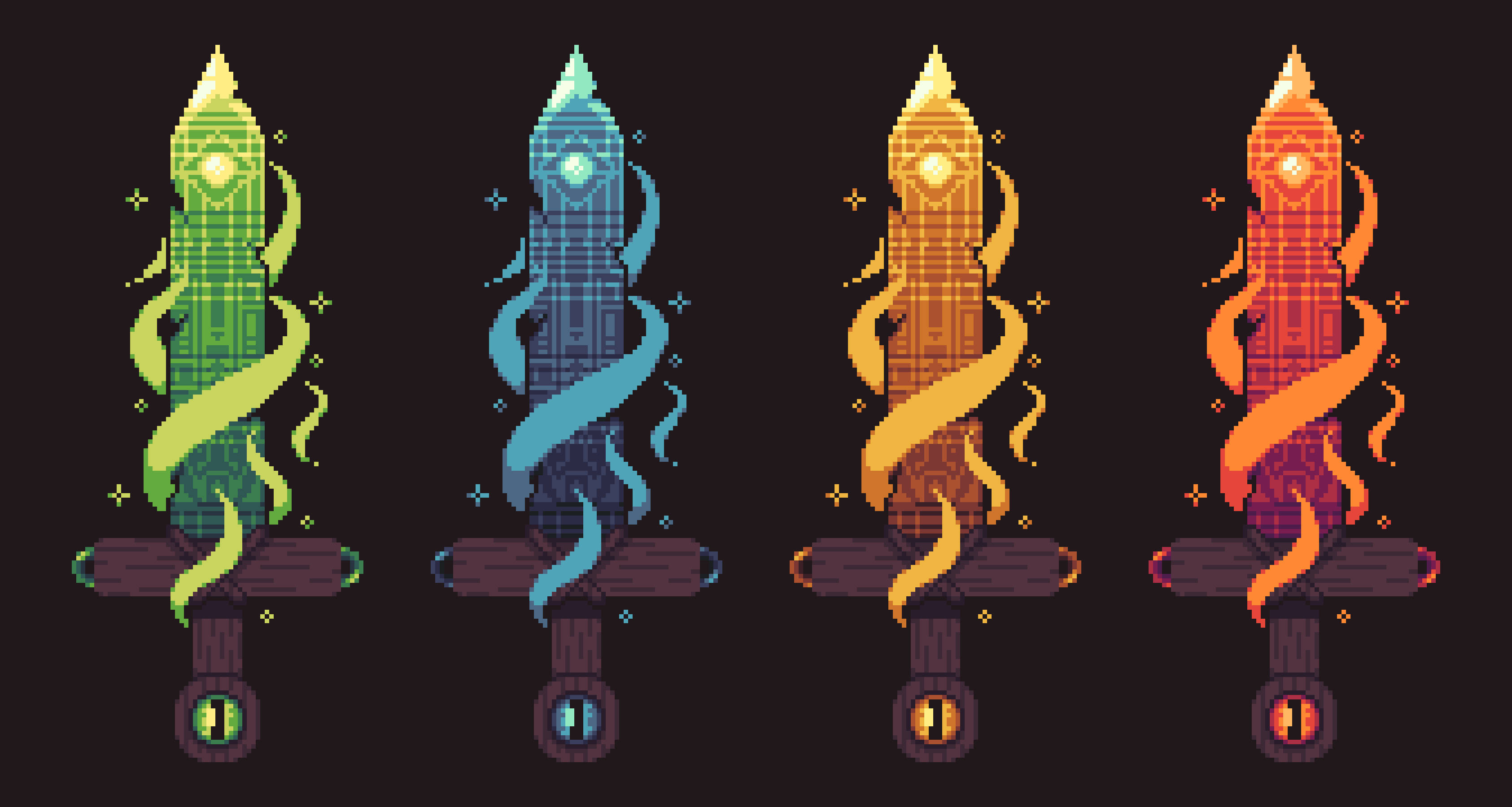 colorful sword graphics, pixel-art swords, vibrant energy, 2K Desktop Wallpaper