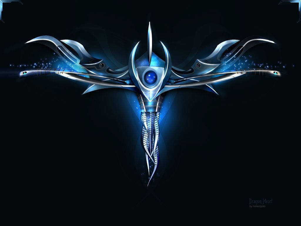 Sword, long crossguard, glowing blue and silver, SD Desktop Wallpaper