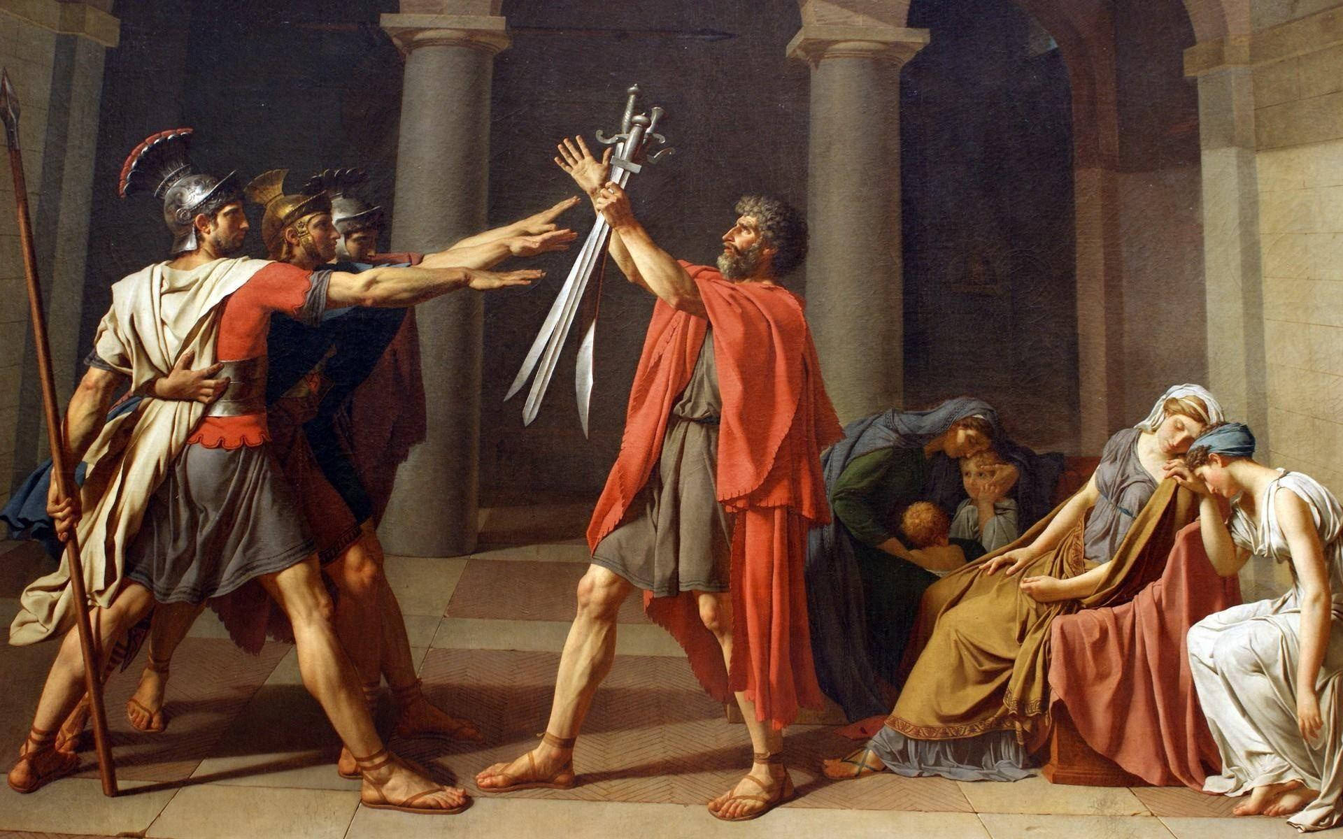 Renaissance Art Swords, Roman soldiers, red robe, Full HD Desktop Wallpaper
