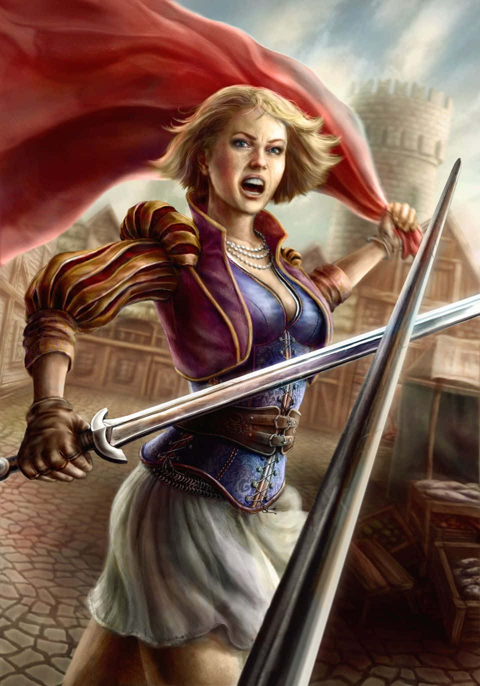 fierce warrior woman, blonde, medieval armor, HD Phone Wallpaper