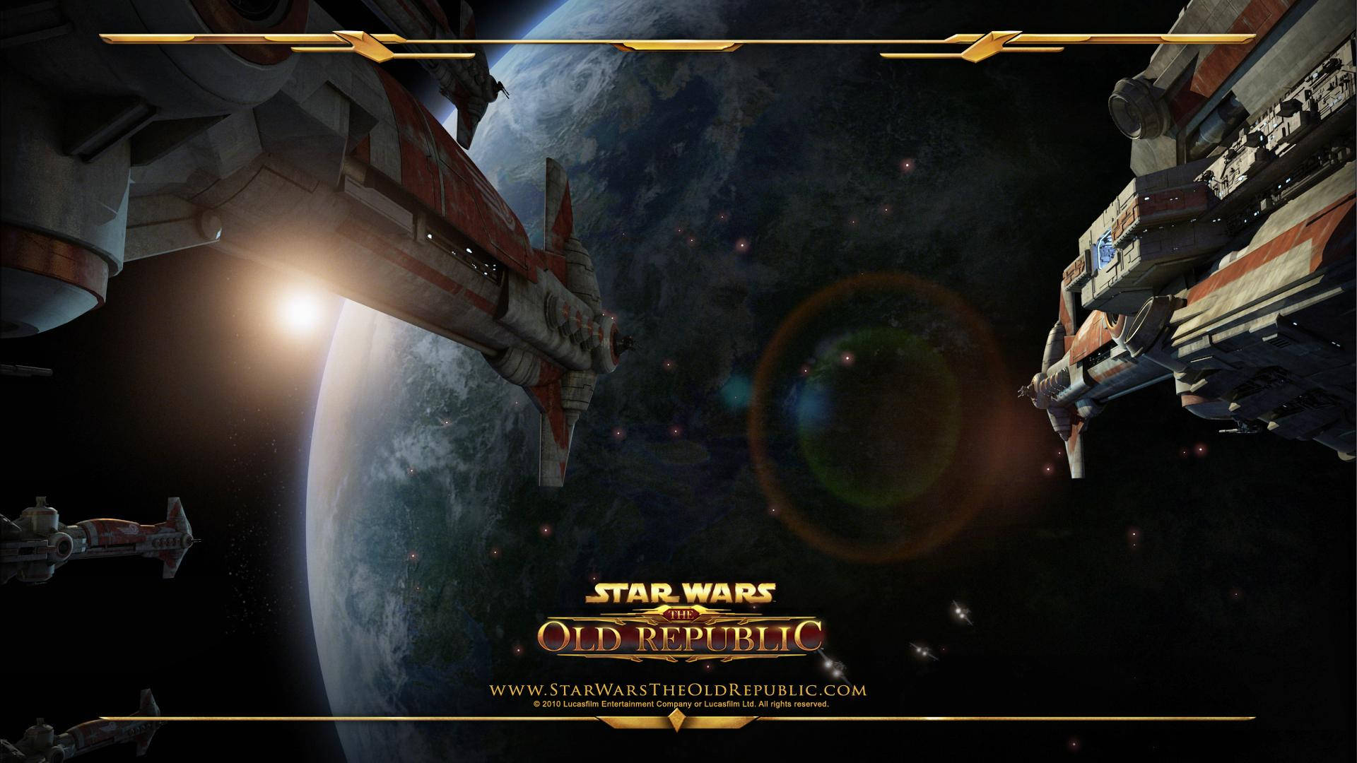 Swtor, spaceships, blue-green planet, Full HD Desktop Wallpaper