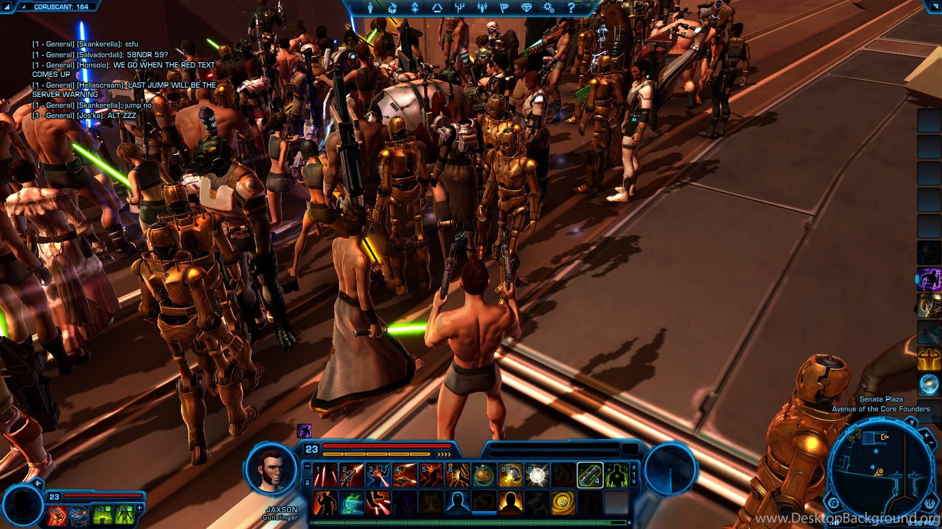 Swtor, game interface, sci-fi street scene, Full HD Desktop Wallpaper