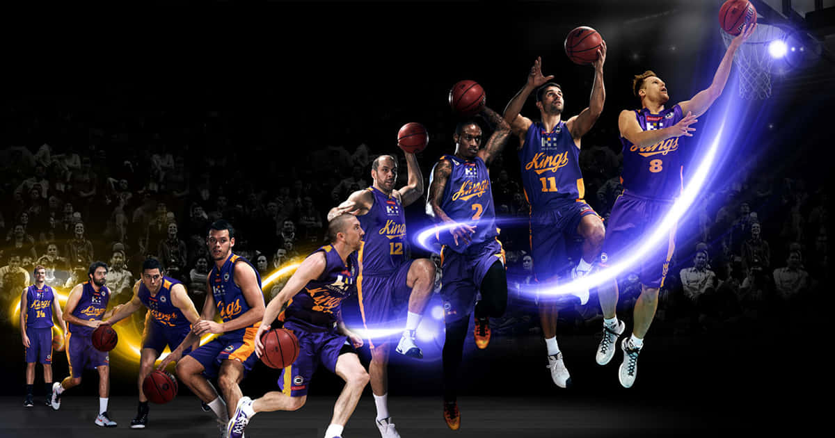 Sydney Kings, purple jerseys, dark arena backdrop, SD Desktop Wallpaper