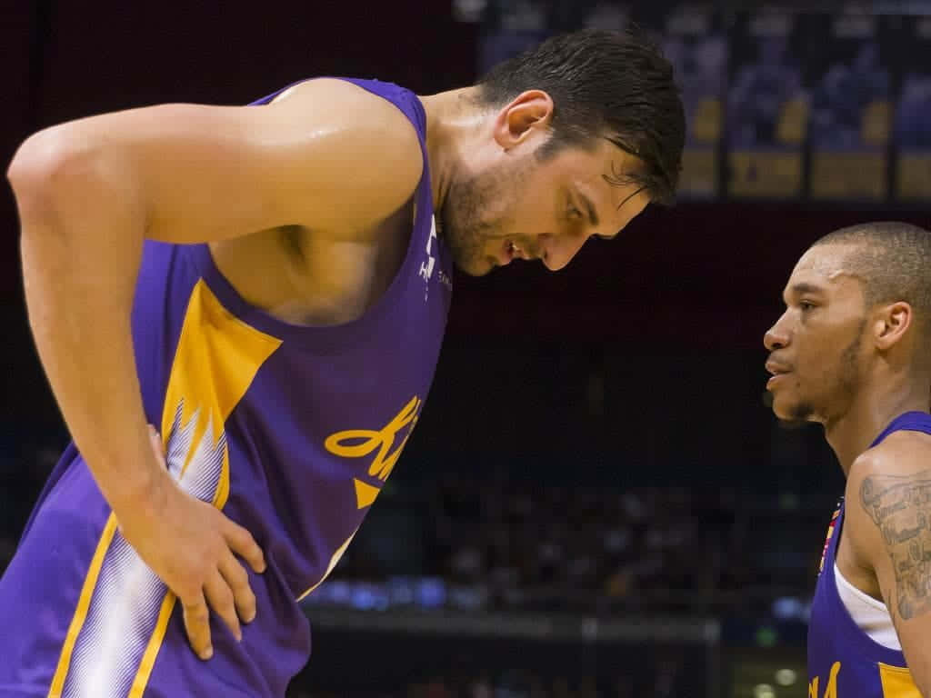 Sydney Kings, purple and gold jerseys, arena lights, SD Desktop Wallpaper