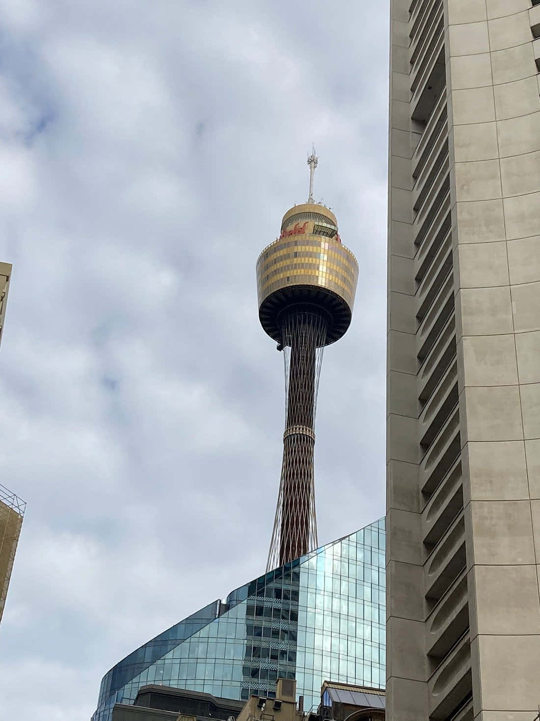 Sydney Tower Eye, cloudy sky, modern skyscrapers, HD Phone Wallpaper