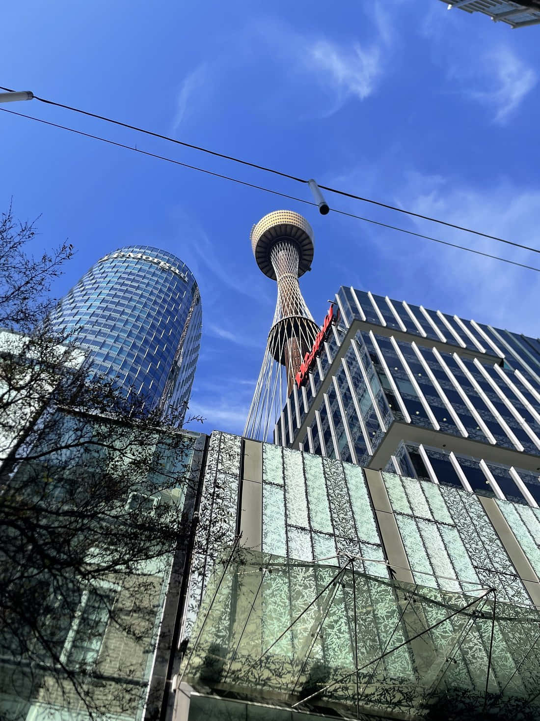 Sydney Tower Eye, blue sky, wispy clouds, HD Phone Wallpaper