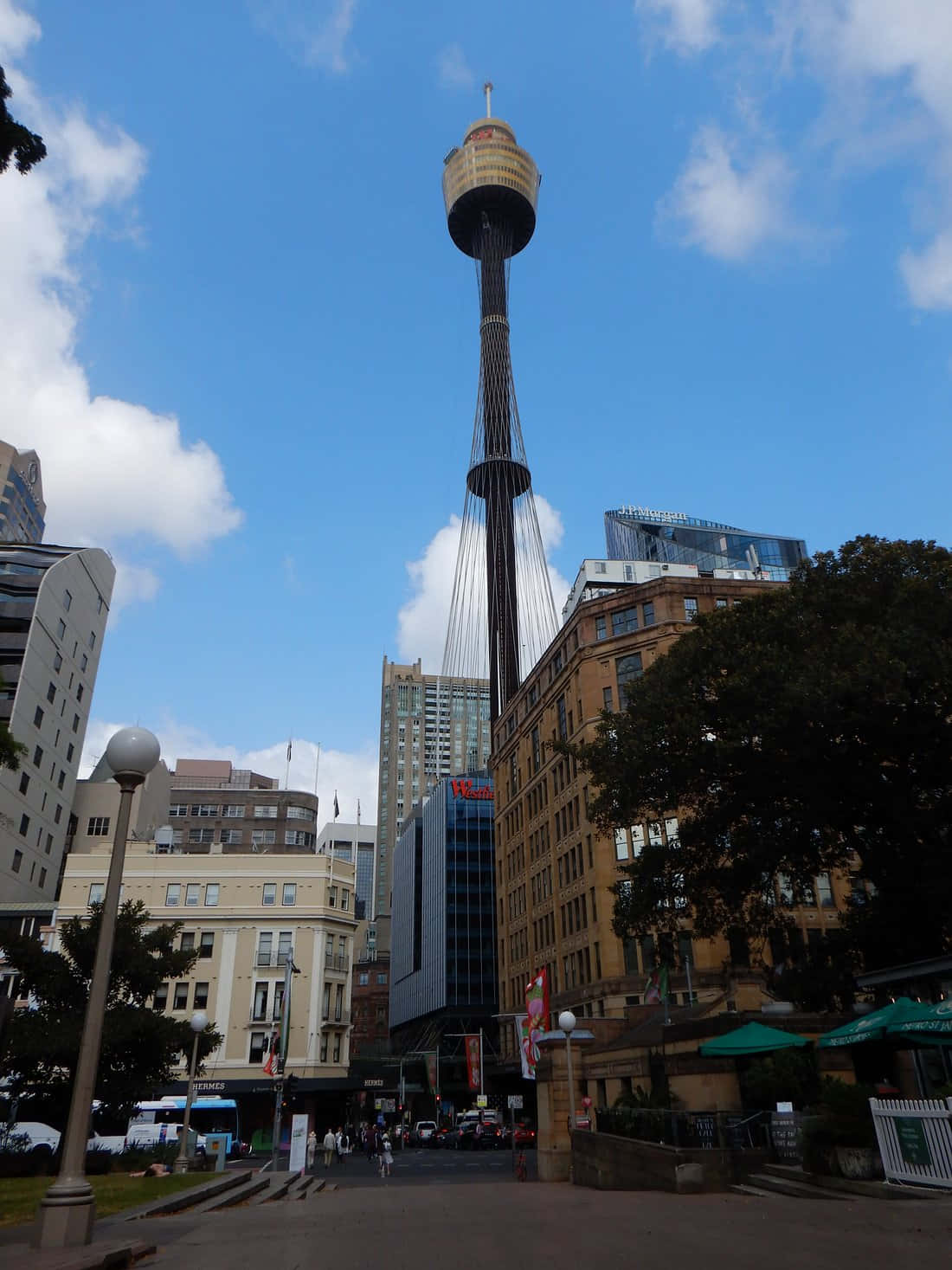 Sydney Tower Eye, urban buildings, bright blue sky, HD Phone Wallpaper