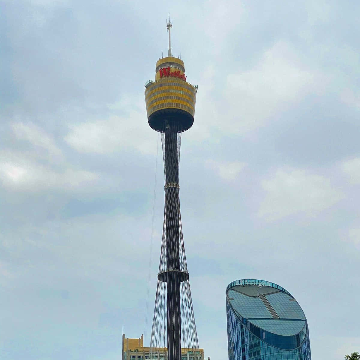 Sydney Tower Eye, cloudy sky, modern glass buildings, SD Desktop Wallpaper