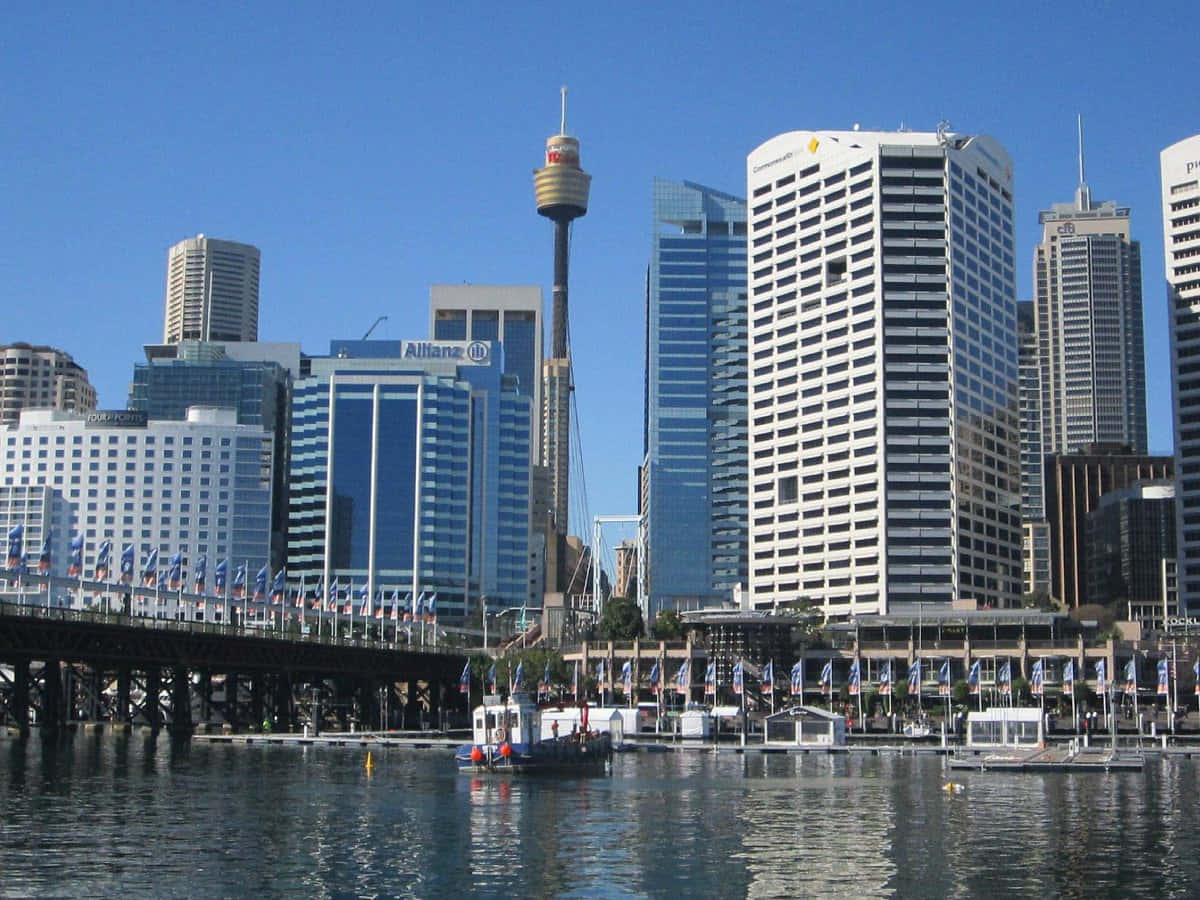 Sydney Tower Eye, Sydney skyline, modern glass skyscrapers, SD Desktop Wallpaper