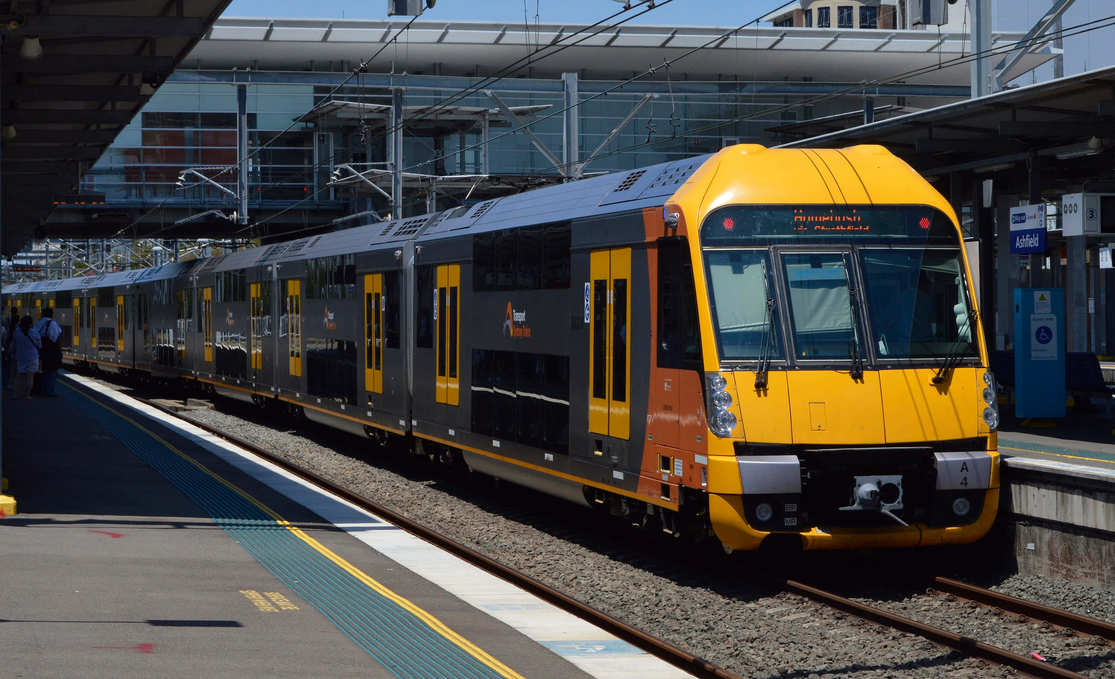 Sydney Trains, bright yellow, grey, 2K Desktop Wallpaper