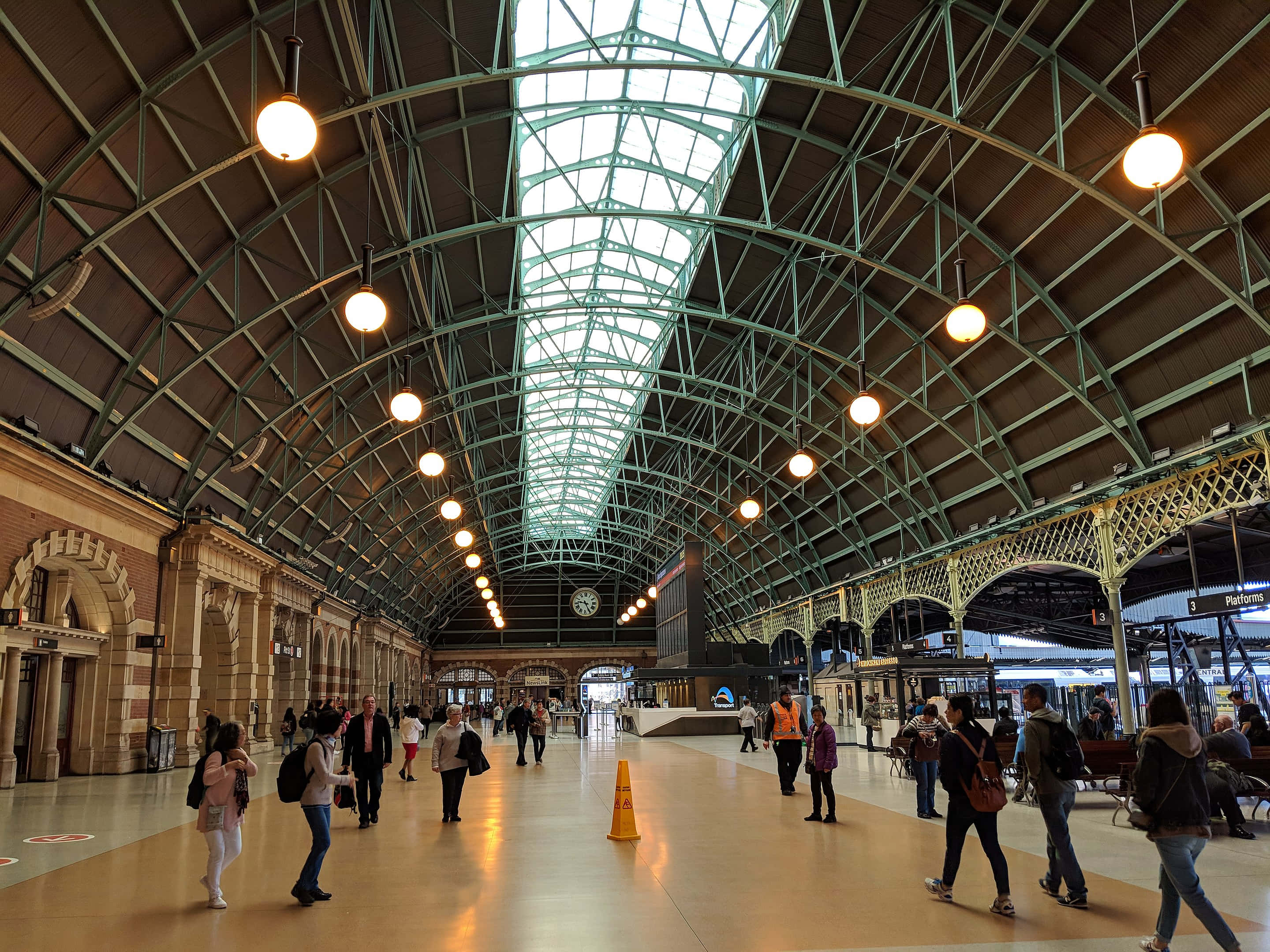 Sydney Trains, historic train station, arched glass ceiling, 2K Desktop Wallpaper