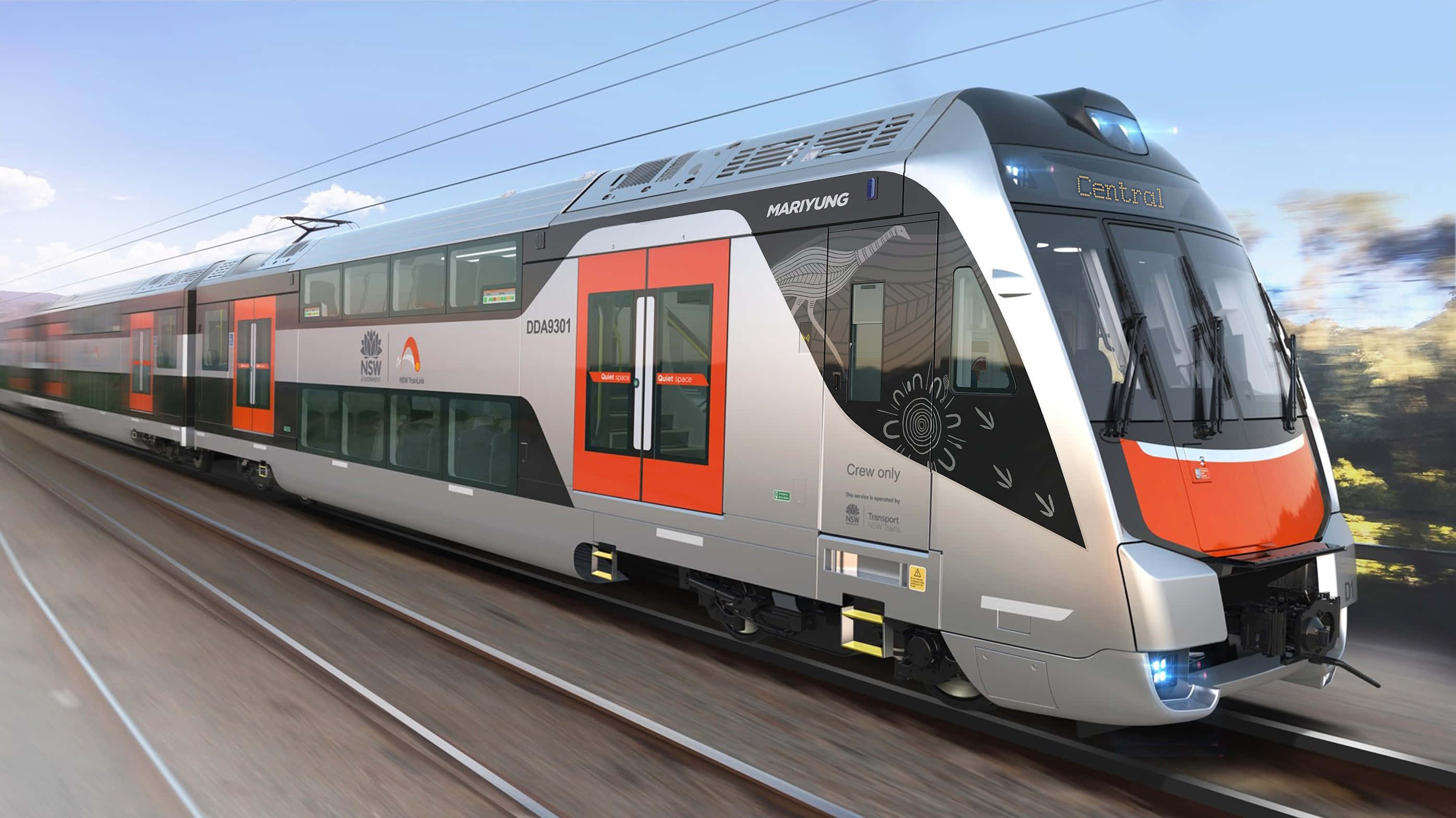 Sydney Trains, silver, orange, 2K Desktop Wallpaper
