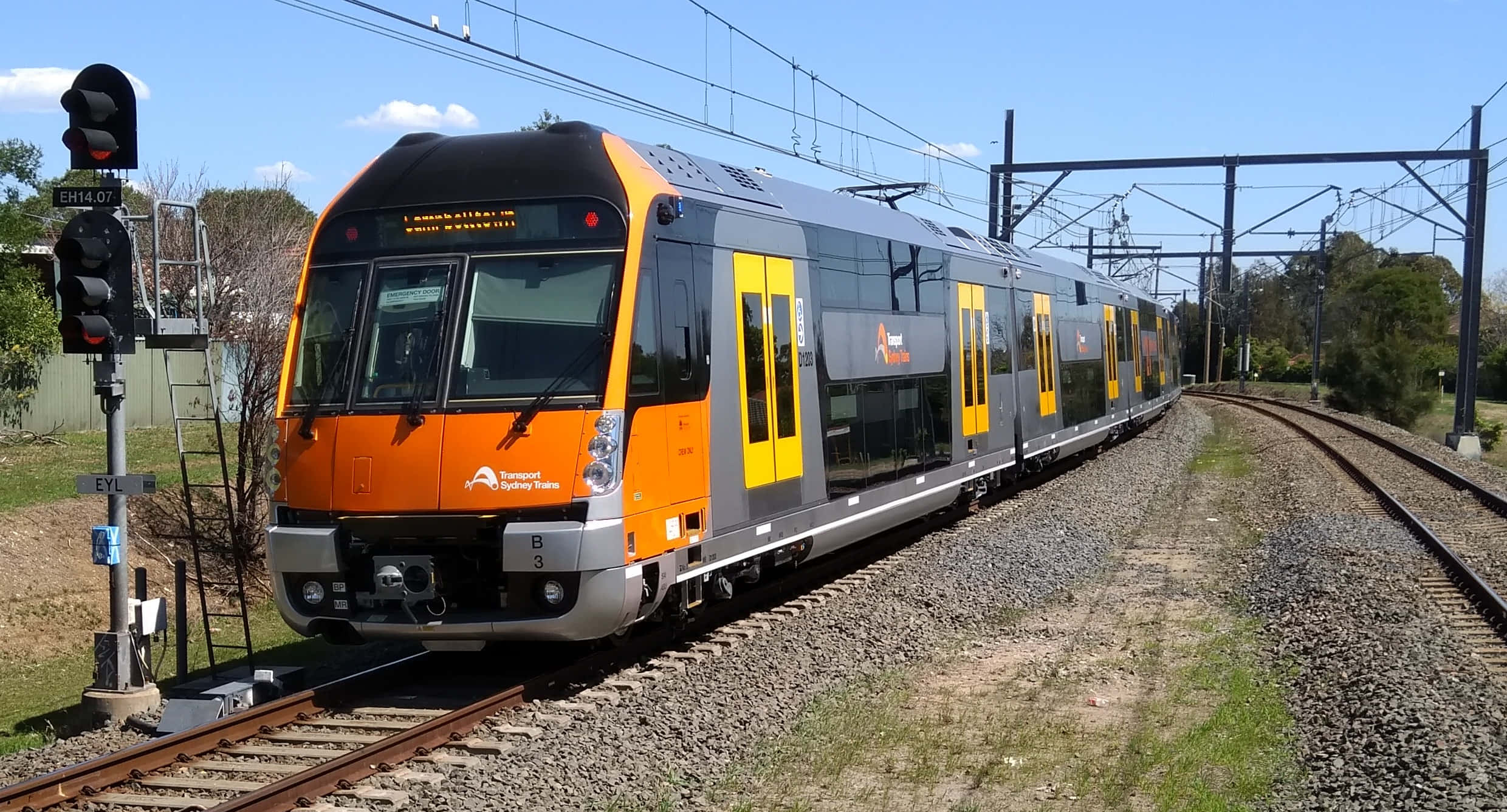 Sydney Trains, orange and grey train, yellow doors, Full HD Desktop Wallpaper